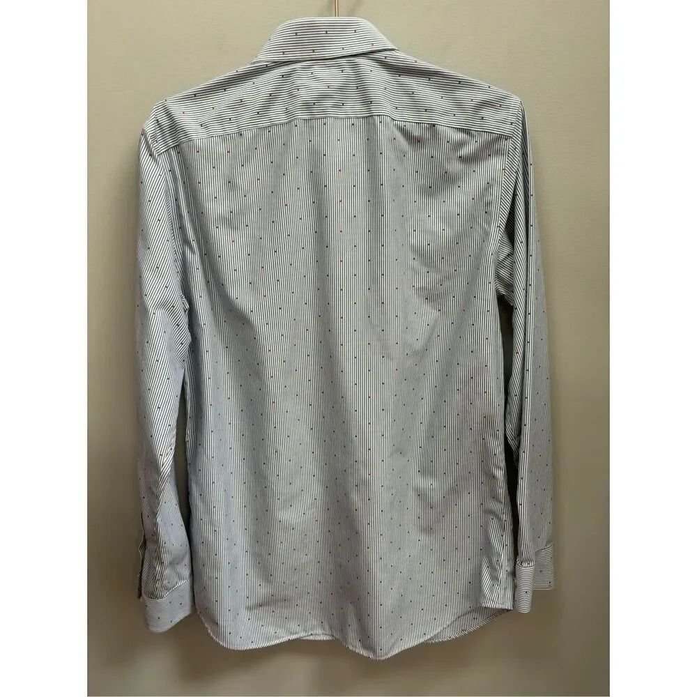 Banana Republic M men’s non iron slim fit button down red white grey/blue speckl - Picture 2 of 8